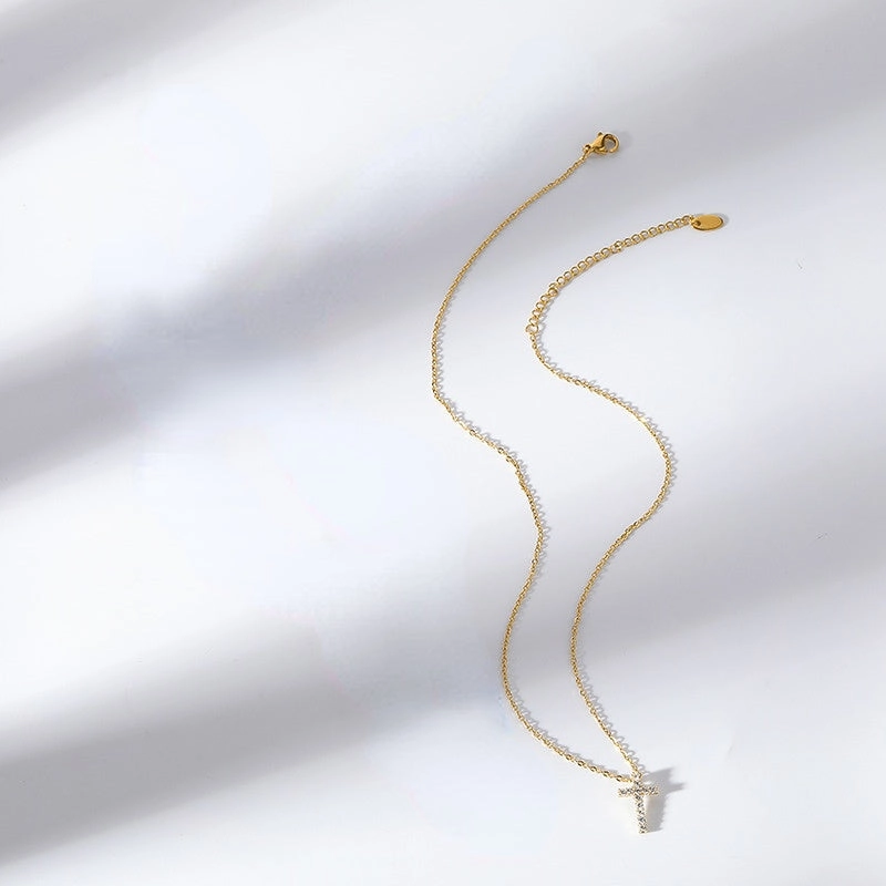 Wholesale Cross Inlaid Zircon Stainless Steel Necklace