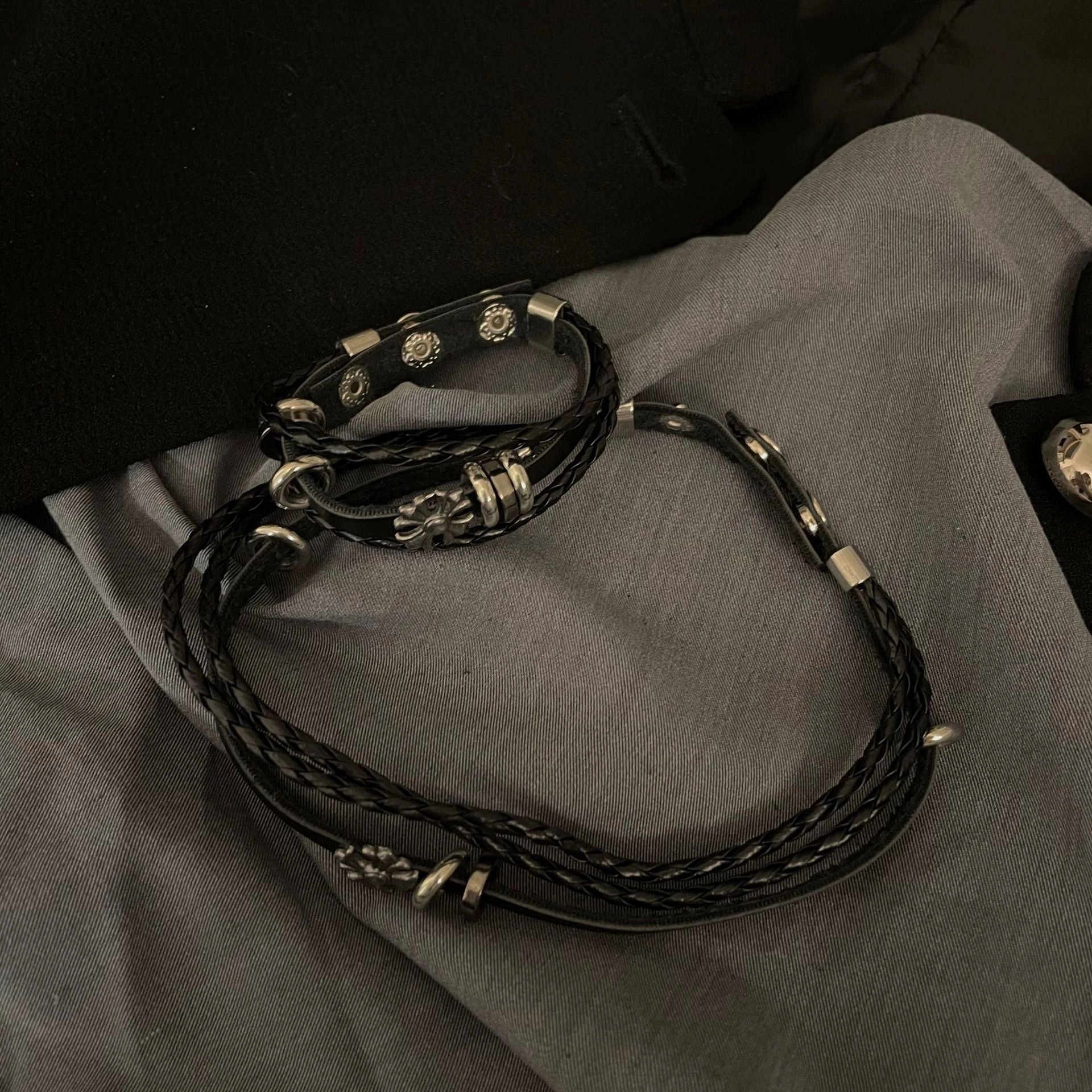 Wholesale Cross Men's Vintage Dark Leather Bracelet