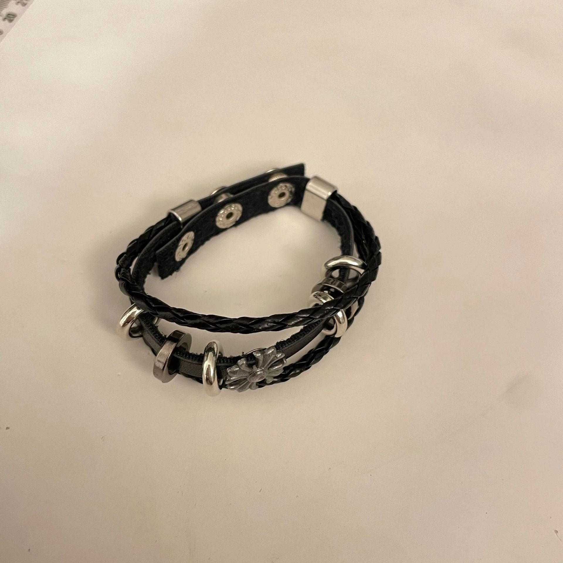 Wholesale Cross Men's Vintage Dark Leather Bracelet