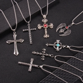 Wholesale Cross Necked Sweaters Stainless Steel Necklace