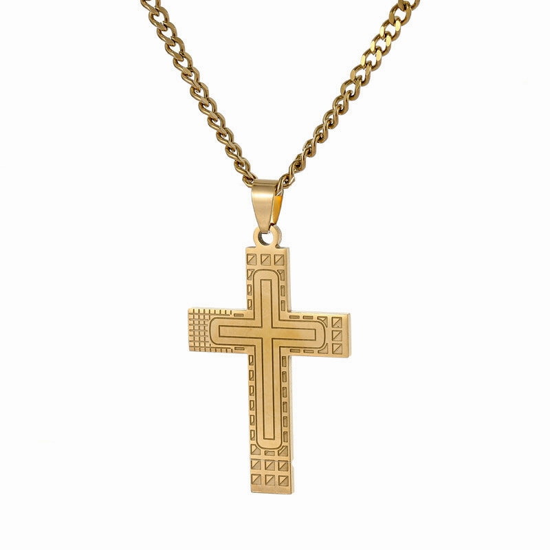 Wholesale Cross Pendant Fashion Geometric Line Titanium Steel Necklace