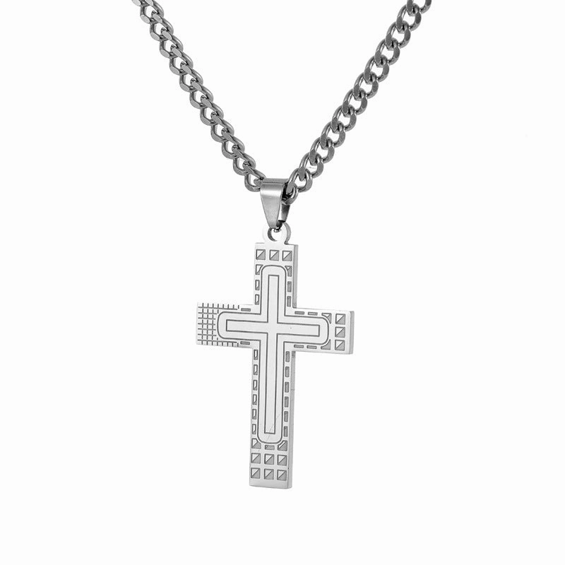 Wholesale Cross Pendant Fashion Geometric Line Titanium Steel Necklace