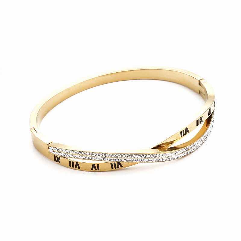 Wholesale Cross Roman Titanium Steel Hollow Bracelet