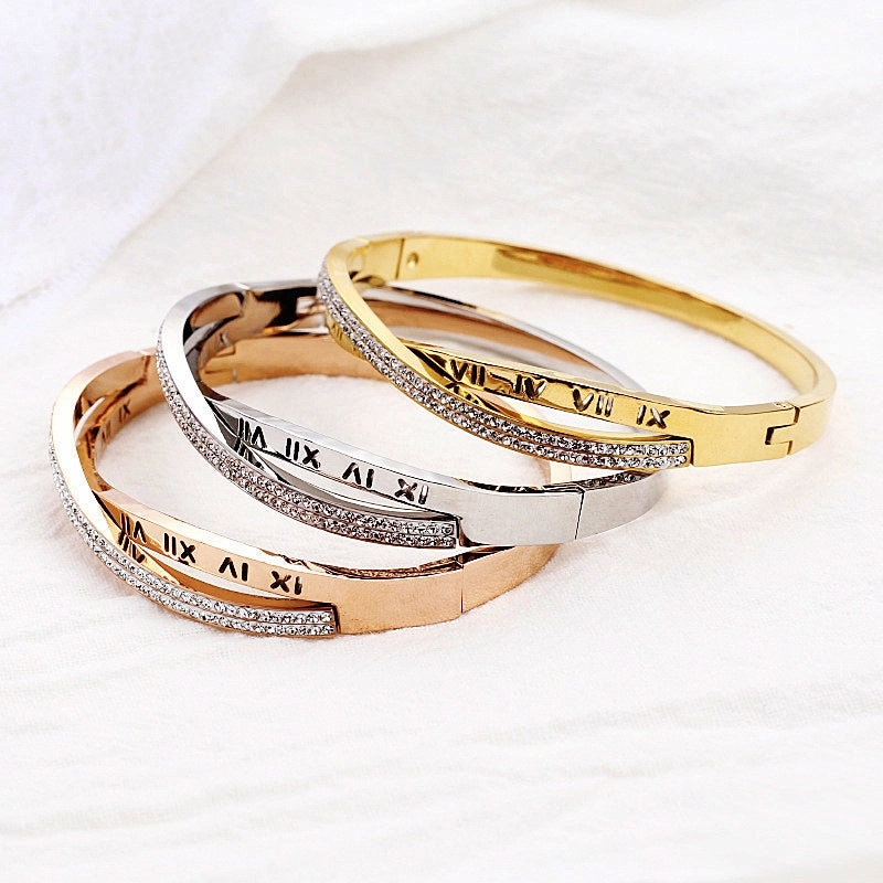 Wholesale Cross Roman Titanium Steel Hollow Bracelet