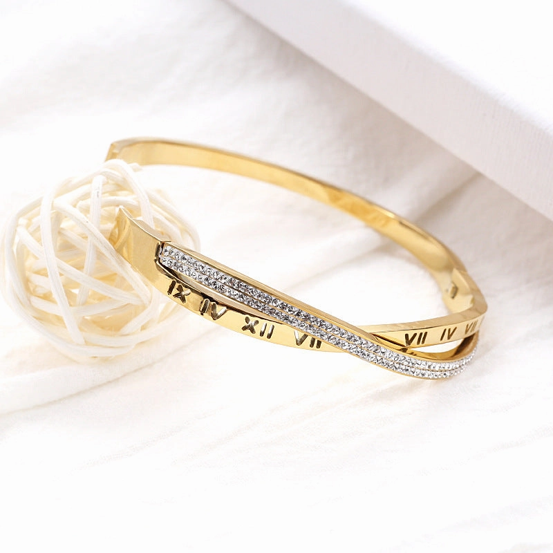 Wholesale Cross Roman Titanium Steel Hollow Bracelet