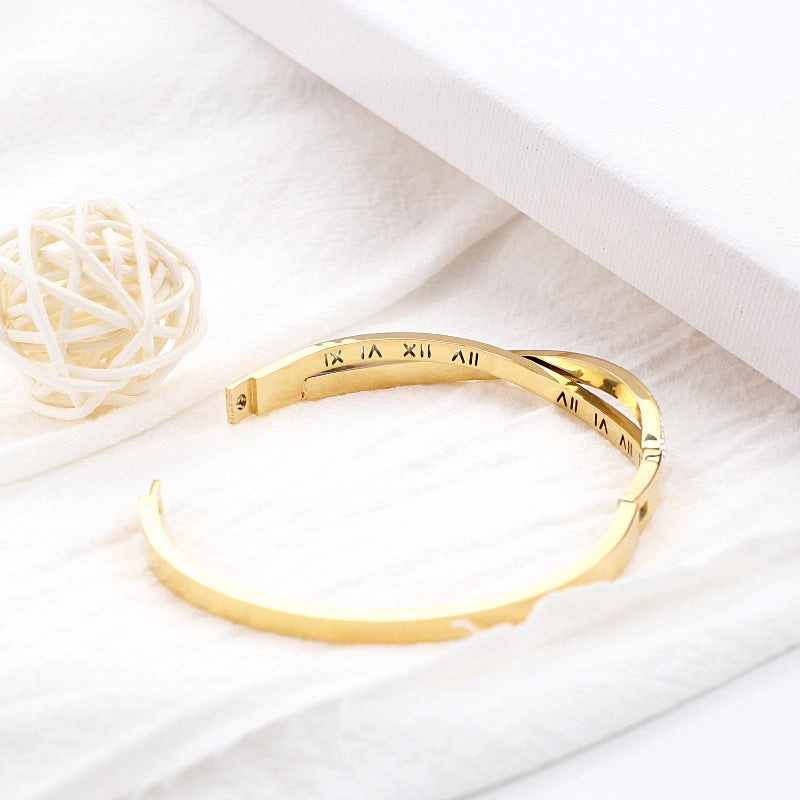 Wholesale Cross Roman Titanium Steel Hollow Bracelet