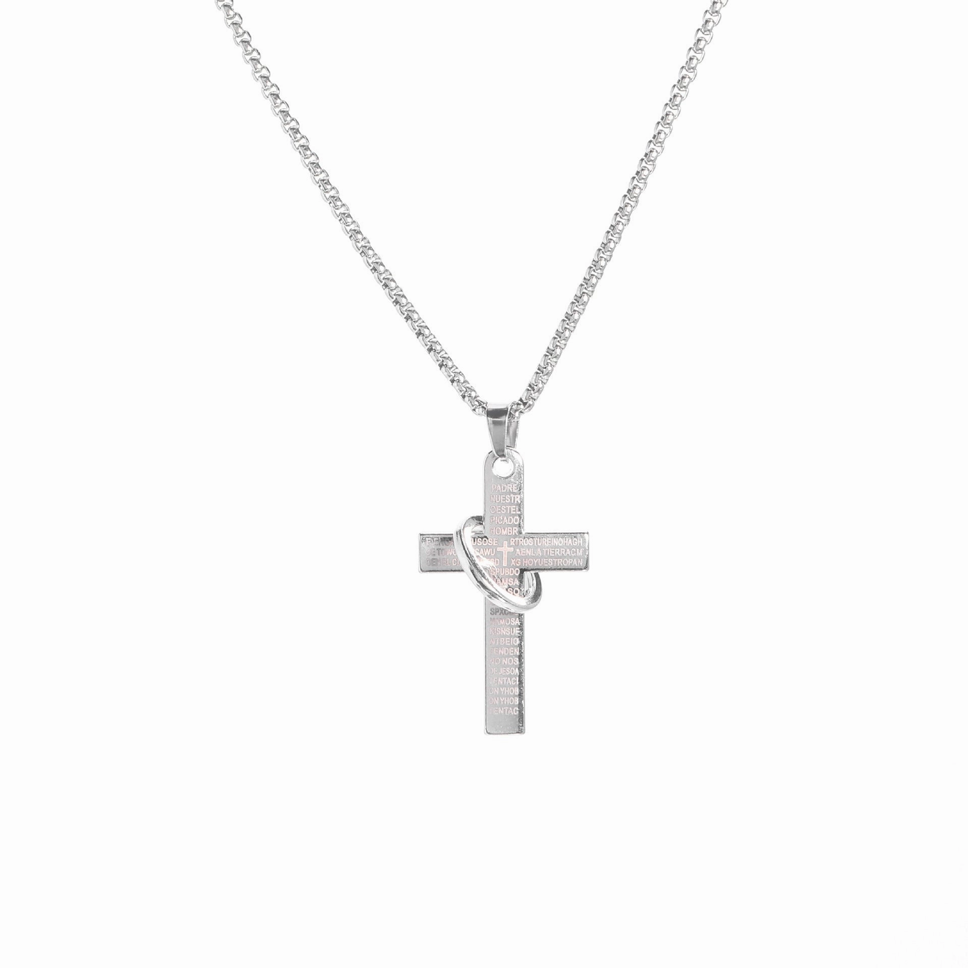 Wholesale Cross Titanium Steel Couple Alloy Pendant Necklaces