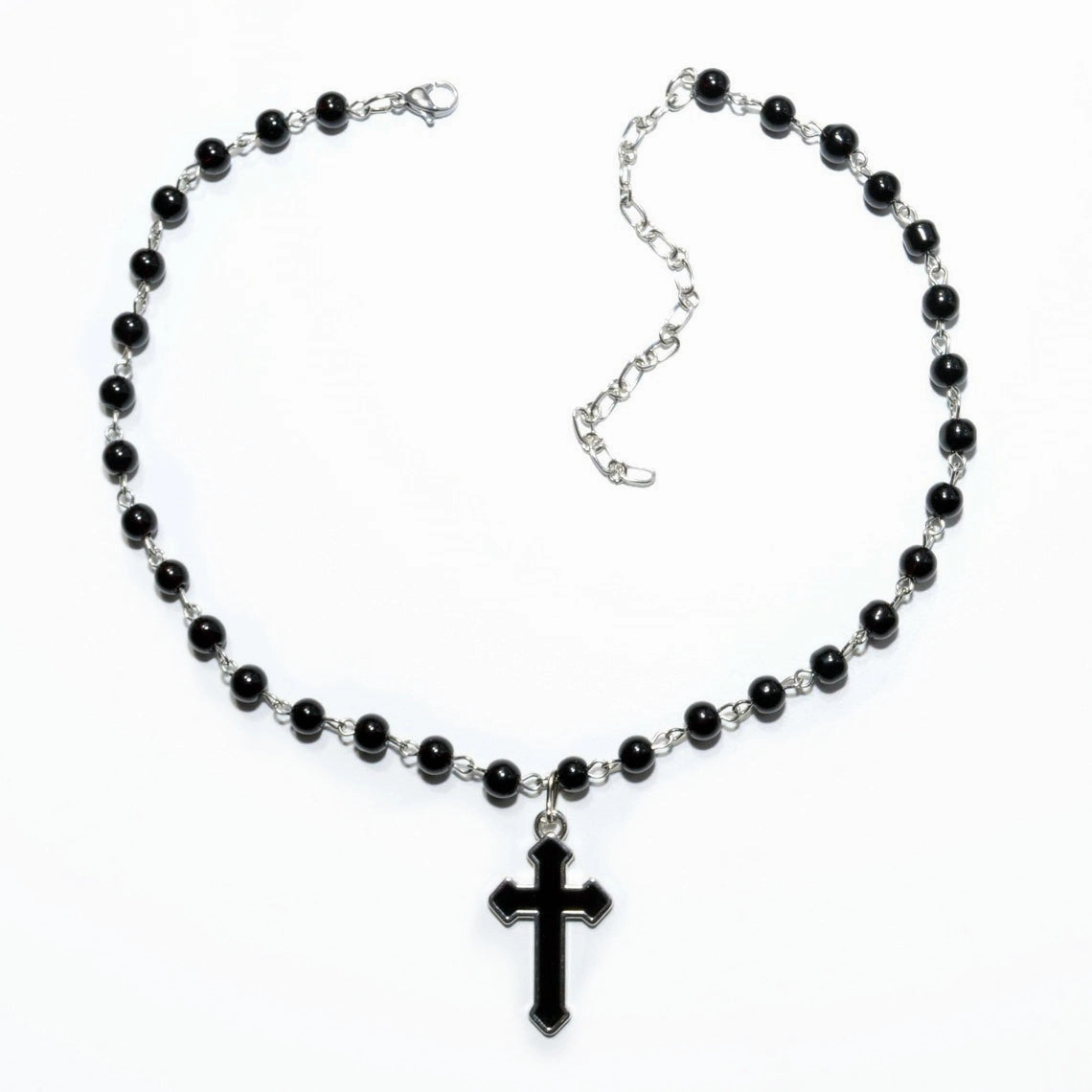 Wholesale Crosses Gothic White Pearl Pendants Alloy Necklaces
