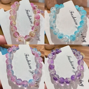 Wholesale crushed beads ice transparent two-color bracelet