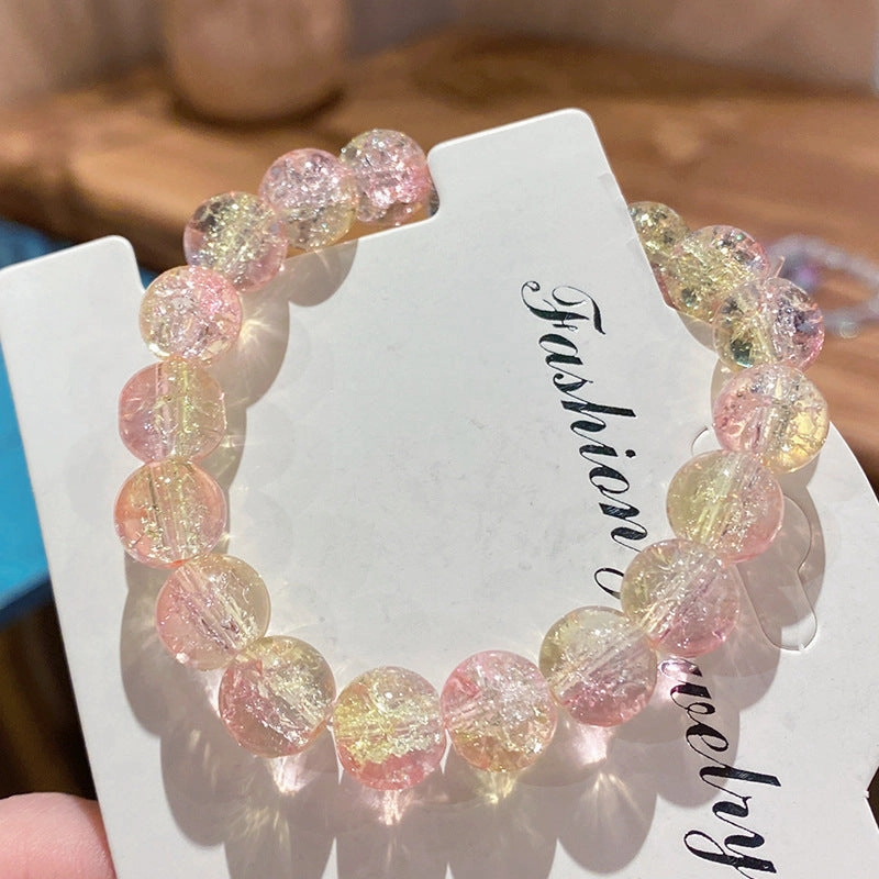 Wholesale crushed beads ice transparent two-color bracelet