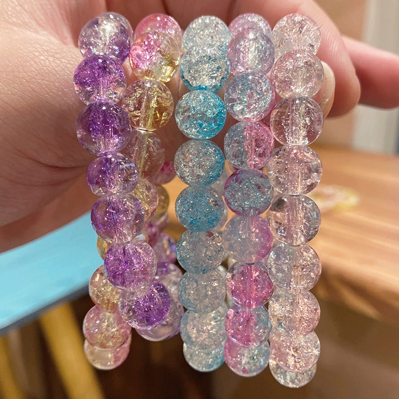 Wholesale crushed beads ice transparent two-color bracelet