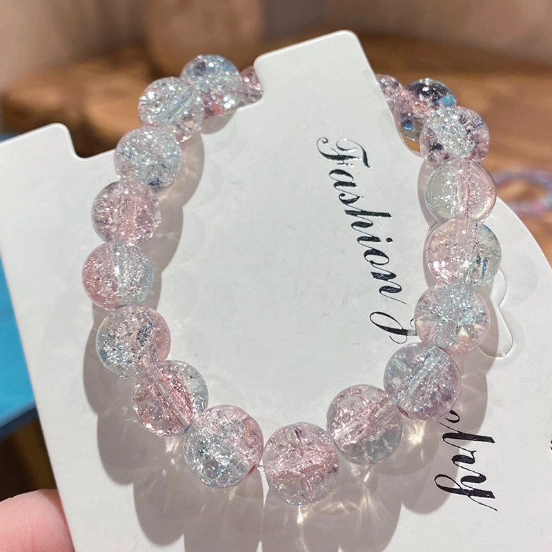 Wholesale crushed beads ice transparent two-color bracelet