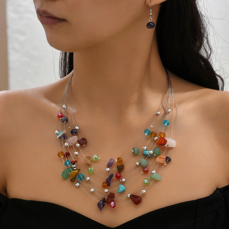 Wholesale Crushed Stone Bohemian Alloy Necklaces