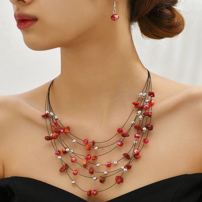 Wholesale Crushed Stone Bohemian Alloy Necklaces