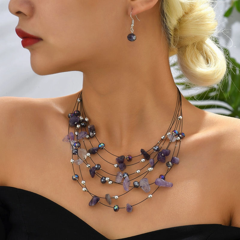 Wholesale Crushed Stone Bohemian Alloy Necklaces