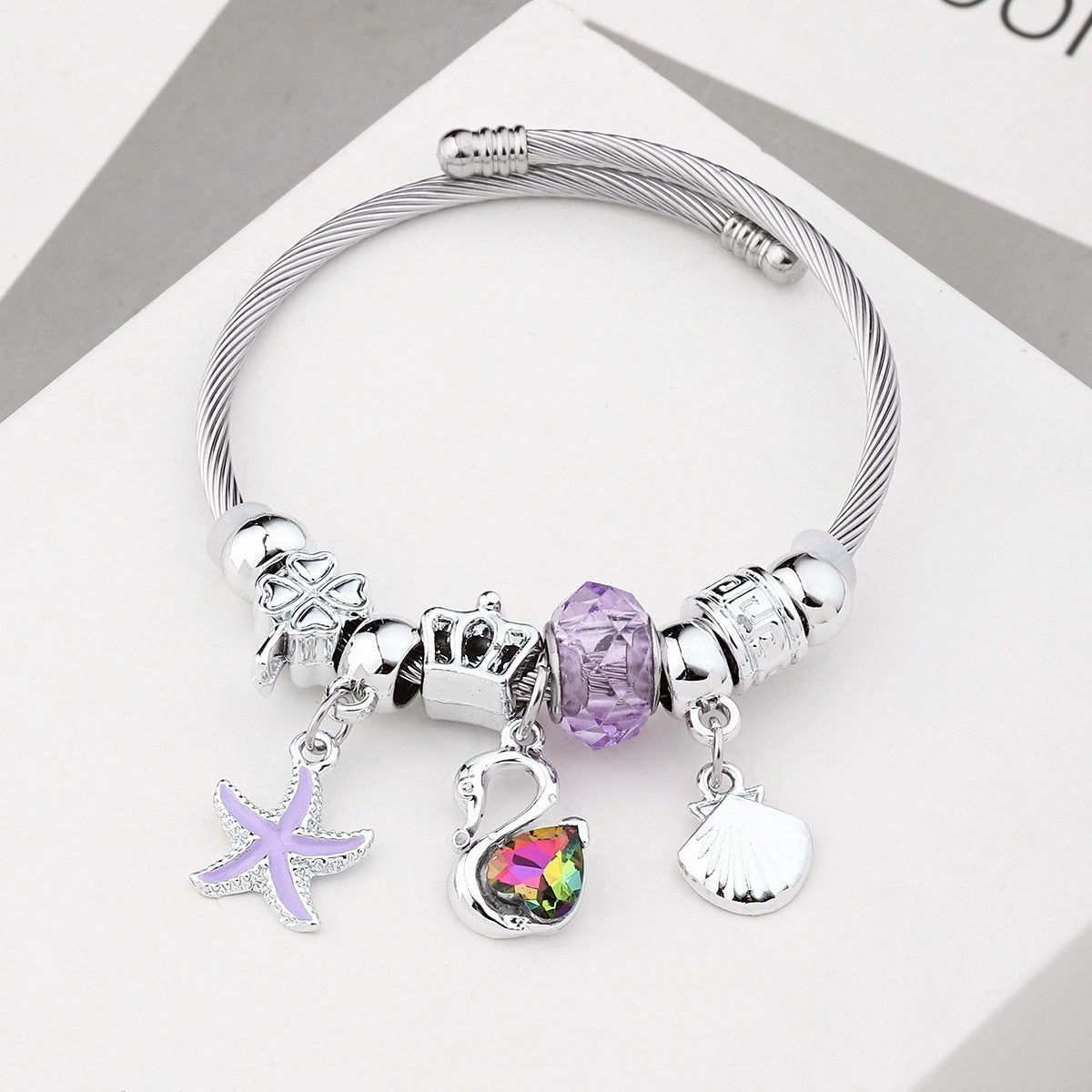 Wholesale Crystal Beads Stainless Steel Bracelet