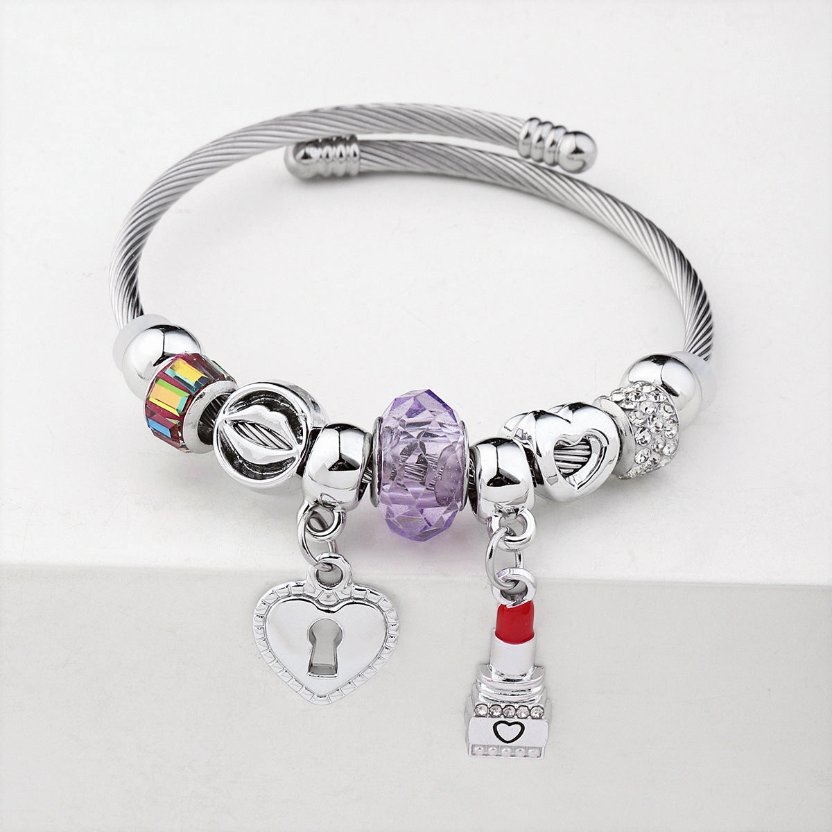 Wholesale Crystal Beads Stainless Steel Bracelet