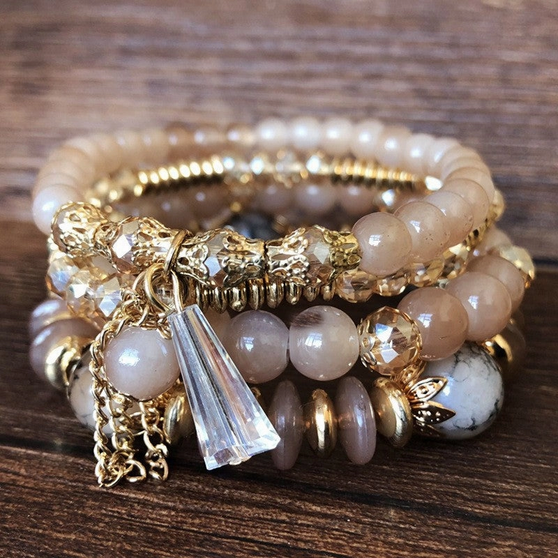 Wholesale Crystal Bracelet 4pcs Multilayer Beaded Bracelet