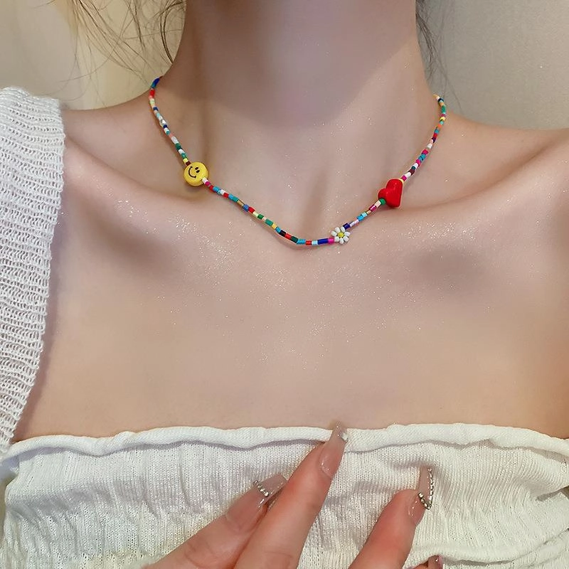 Wholesale Crystal Pearl Flower Heart Plastic Beaded Necklaces