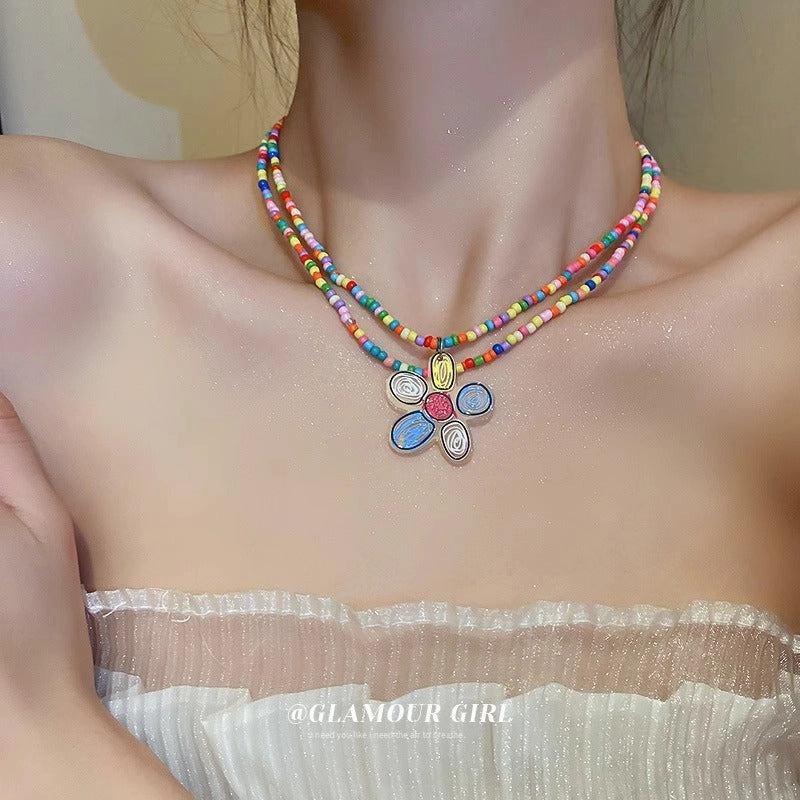 Wholesale Crystal Pearl Flower Heart Plastic Beaded Necklaces