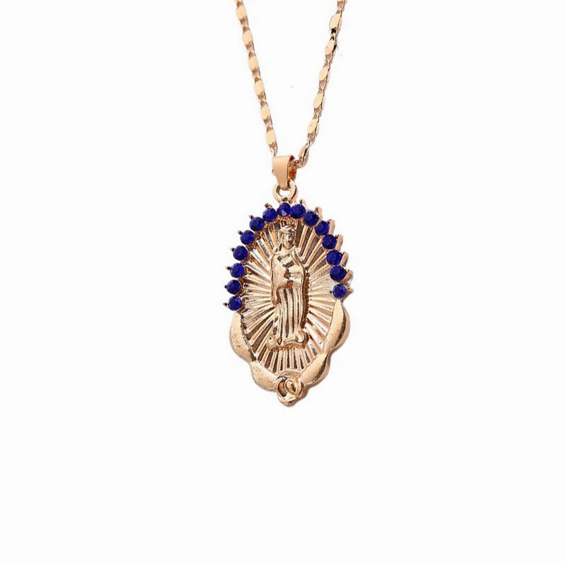 Wholesale Crystal Rhinestone Virgin Mary Pendant Alloy Necklaces