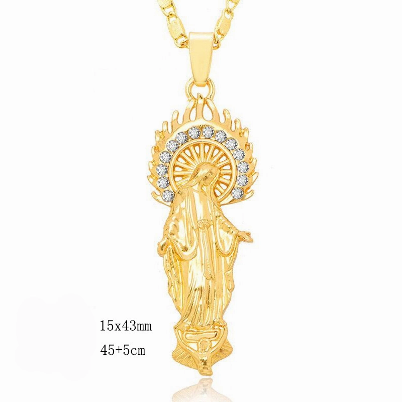 Wholesale Crystal Rhinestone Virgin Mary Pendant Alloy Necklaces