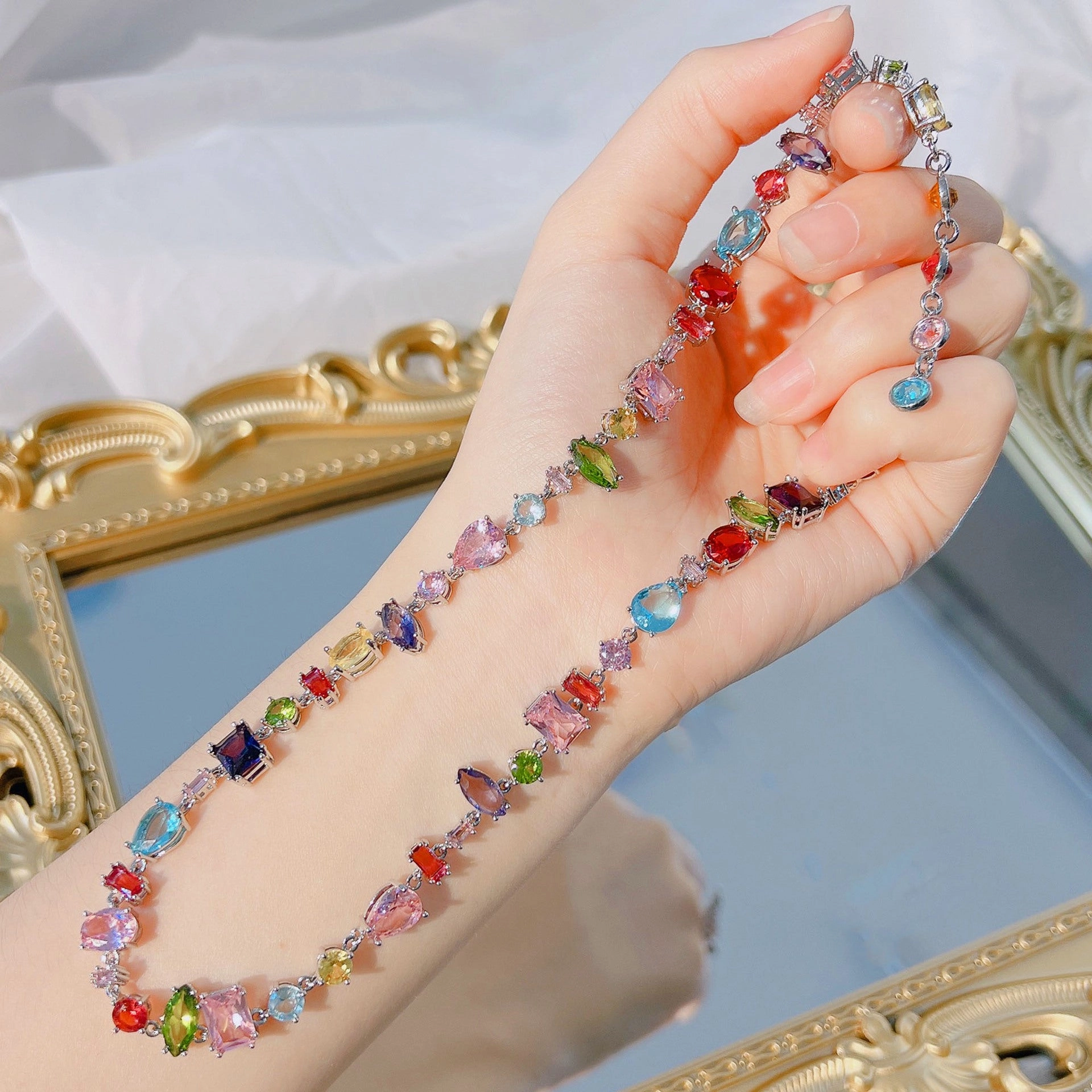 Wholesale Cube Candy Crystal Gema Necklaces