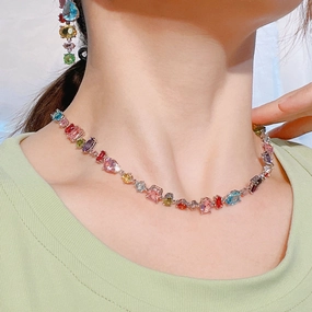 Wholesale Cube Candy Crystal Gema Necklaces