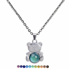 Wholesale Cute Bear Pendant Gemstone Temperature Sensitive Color Changing Necklaces