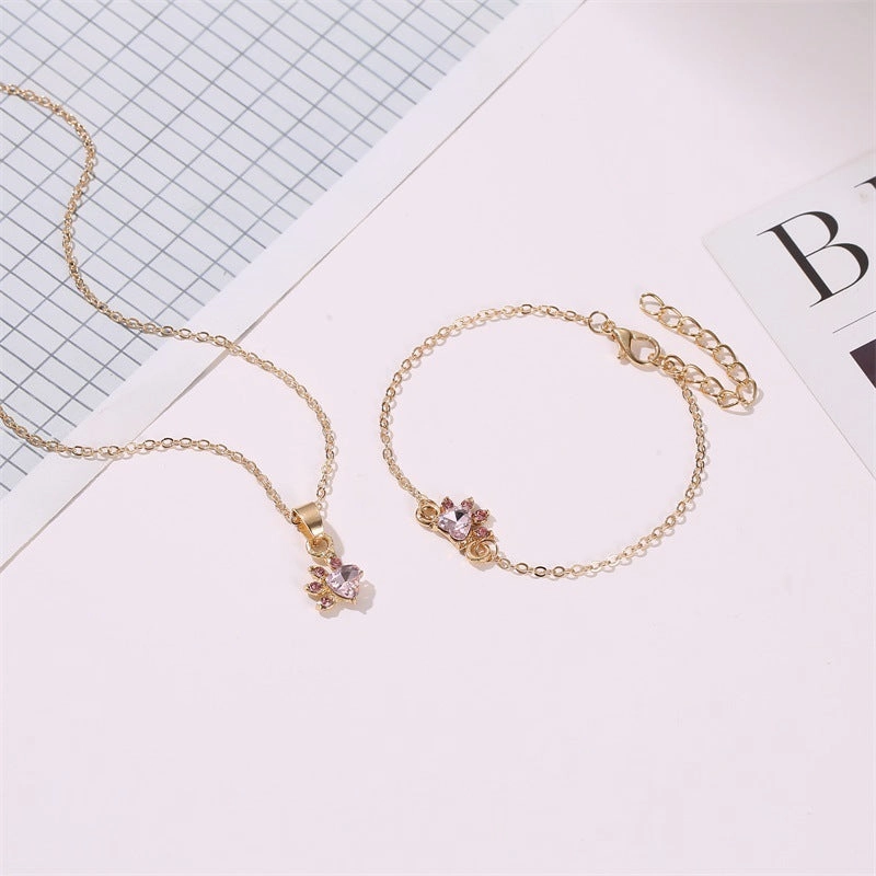 Wholesale Cute Cartoon Cat Claw Alloy Rings Jewelry Set