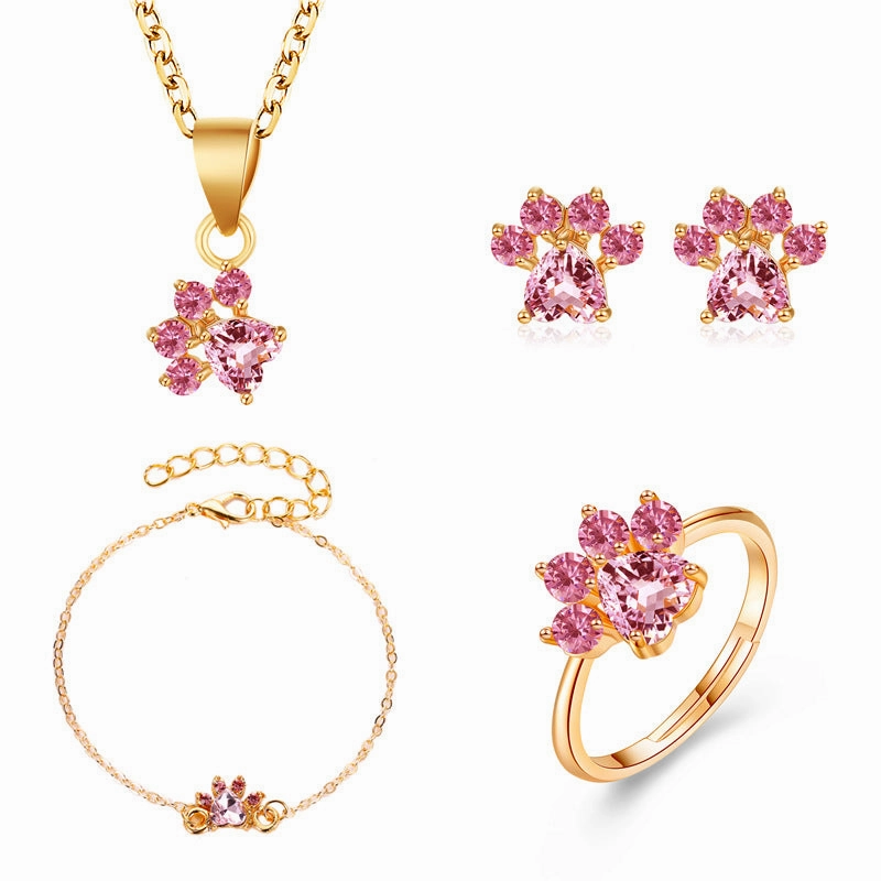 Wholesale Cute Cartoon Cat Claw Alloy Rings Jewelry Set