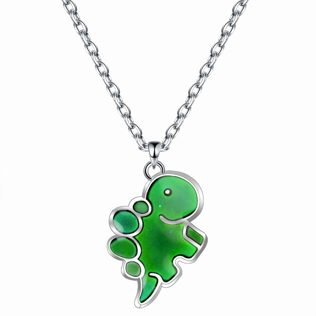 Wholesale Cute Cartoon Dinosaur Pendant Temperature Responsive Color Changing Necklaces