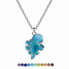 Wholesale Cute Cartoon Dinosaur Pendant Temperature Responsive Color Changing Necklaces