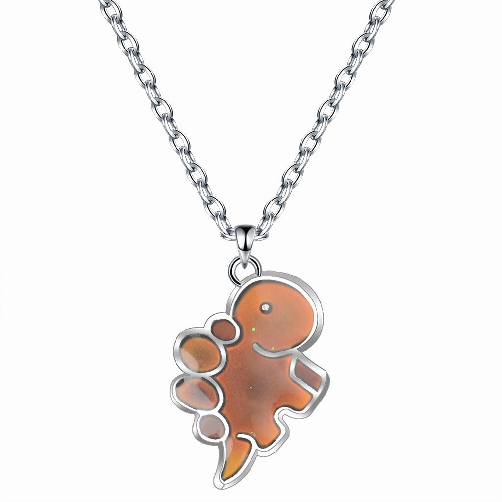 Wholesale Cute Cartoon Dinosaur Pendant Temperature Responsive Color Changing Necklaces