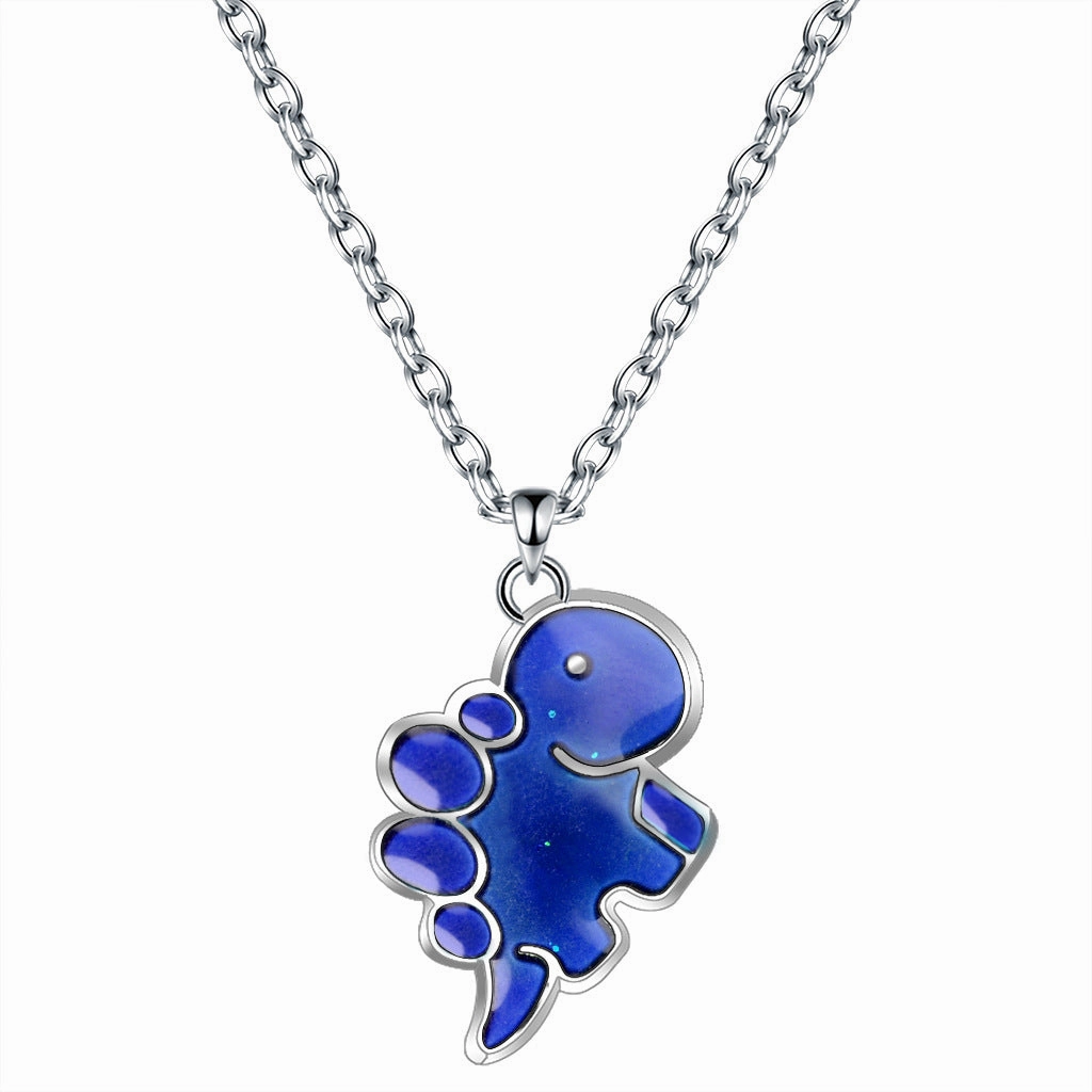 Wholesale Cute Cartoon Dinosaur Pendant Temperature Responsive Color Changing Necklaces