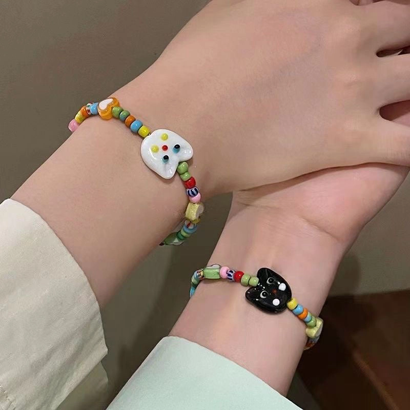 Wholesale Cute Cat Love Beads Glass Bracelet