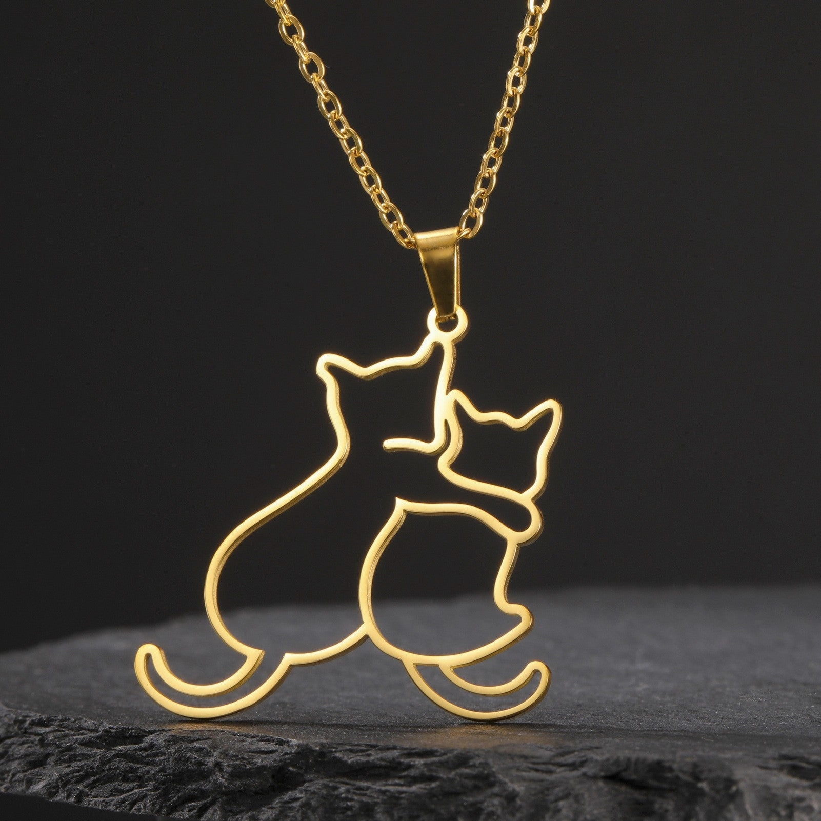 Wholesale Cute Fashion Kitten 304 Stainless Steel Necklace