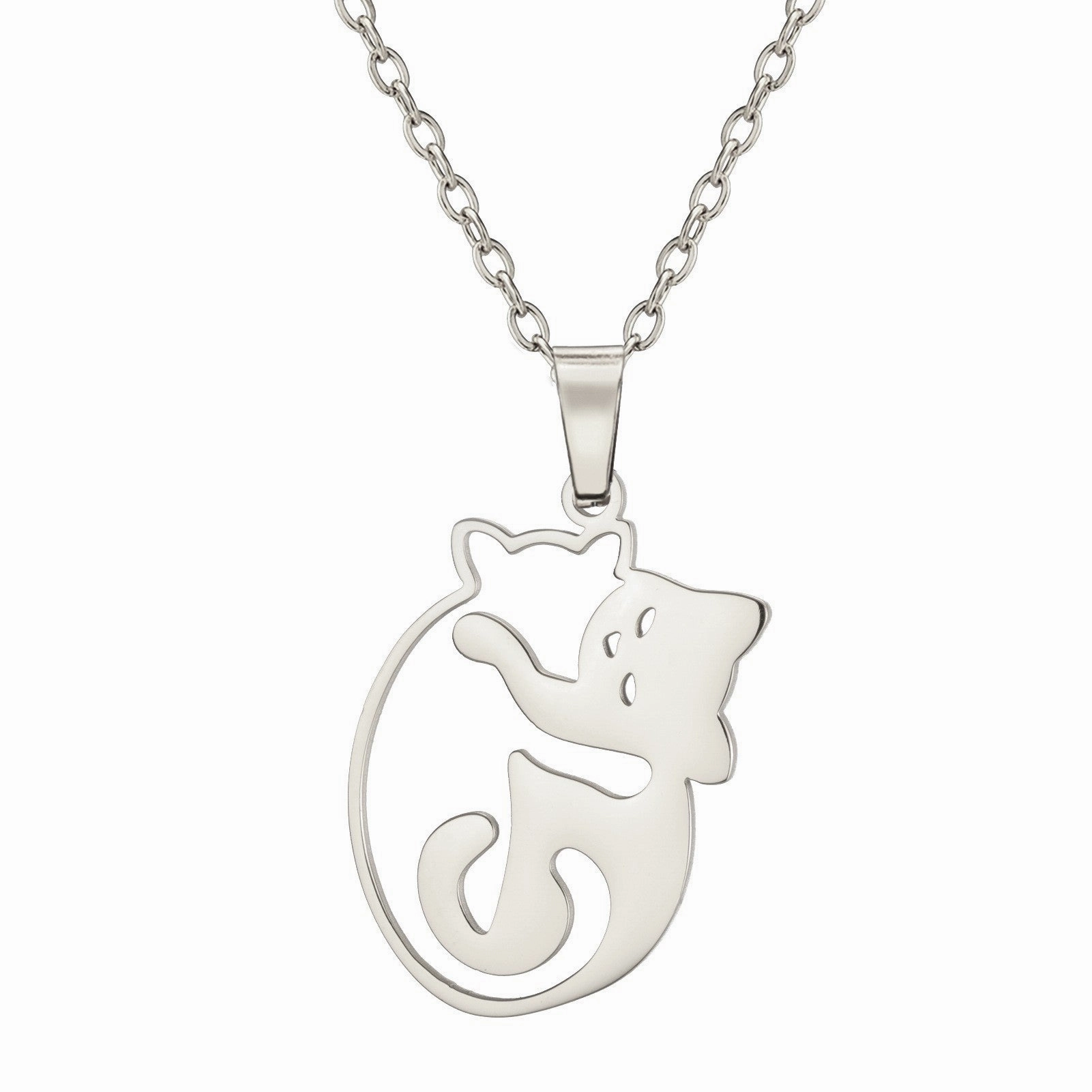 Wholesale Cute Fashion Kitten 304 Stainless Steel Necklace