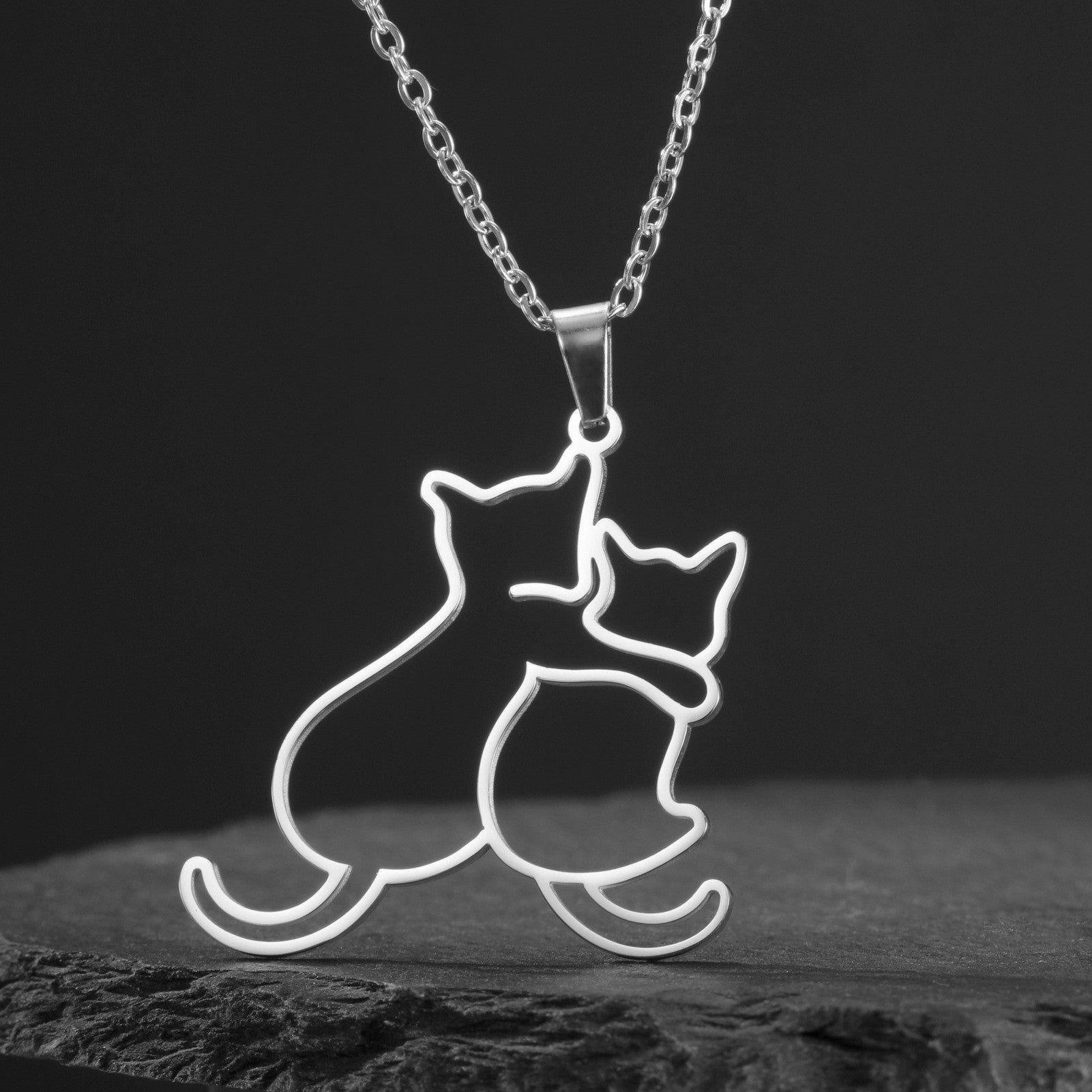 Wholesale Cute Fashion Kitten 304 Stainless Steel Necklace