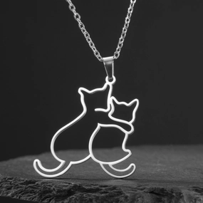 Wholesale Cute Fashion Kitten 304 Stainless Steel Necklace