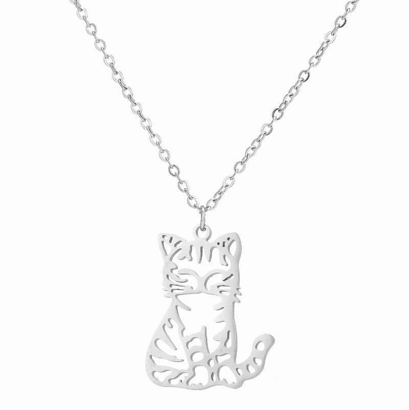 Wholesale Cute Hollow Small Animal Cat Hummingbird Wolf Necklace