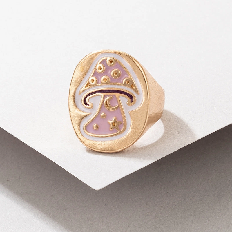 Wholesale Cute Mushroom Alloy Rings Set of 3