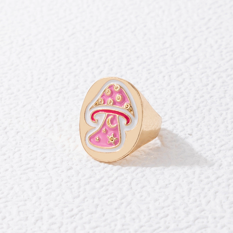 Wholesale Cute Mushroom Alloy Rings Set of 3