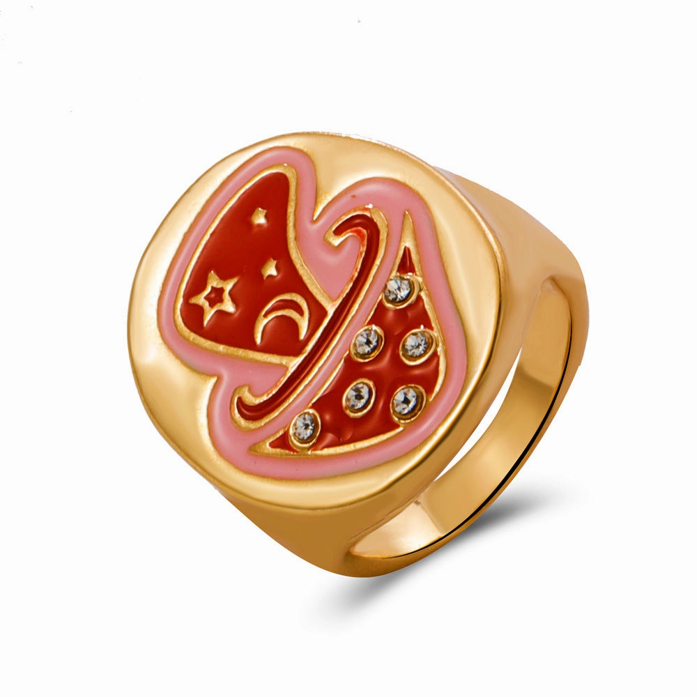 Wholesale Cute Oil Drop Mushroom Alloy Rings
