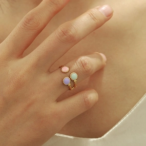 Wholesale Cute Stainless Steel Gold Open Dot Oil Dropping Hand Jewelry Rings