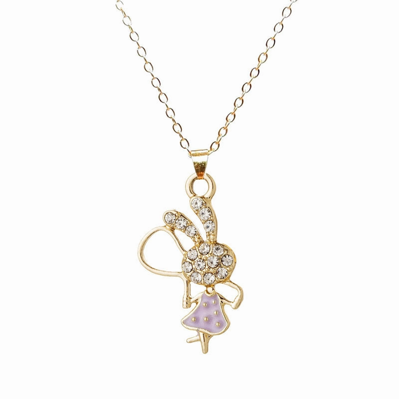 Wholesale Dancing Bunny Pendants Alloy Necklaces
