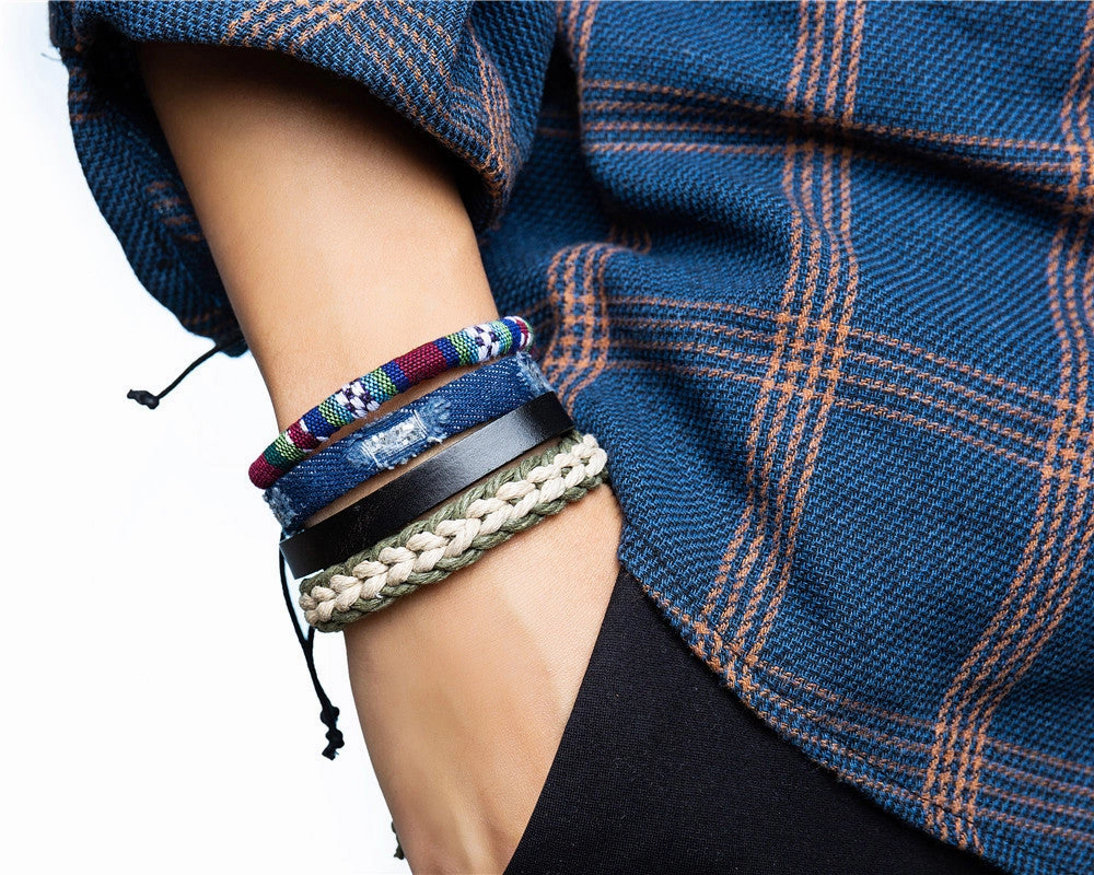 Wholesale Denim Ethnic Handmade Bracelet Set