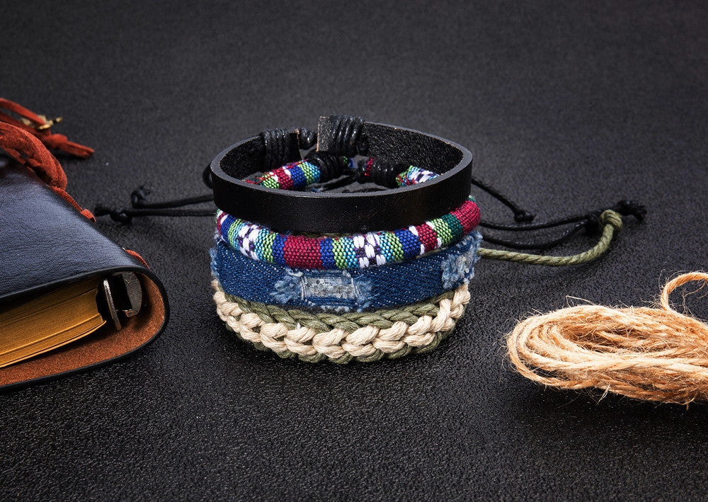 Wholesale Denim Ethnic Handmade Bracelet Set