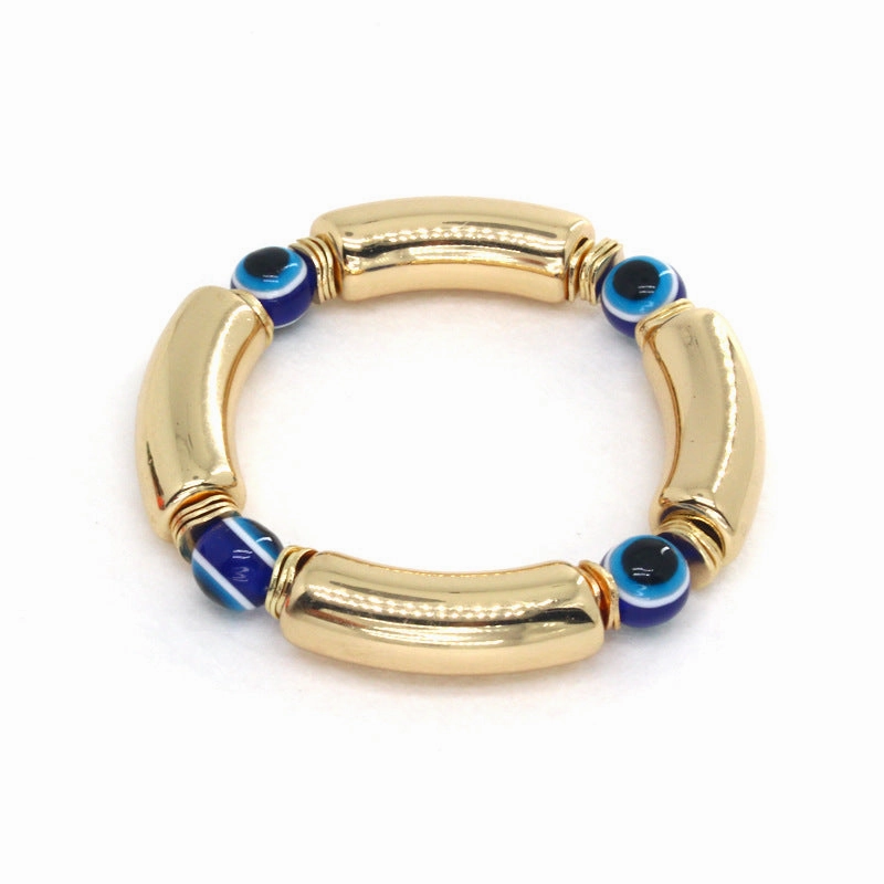 Wholesale Devil Eye Beads Colorful Resin Elbow Tube Stretch Bracelet