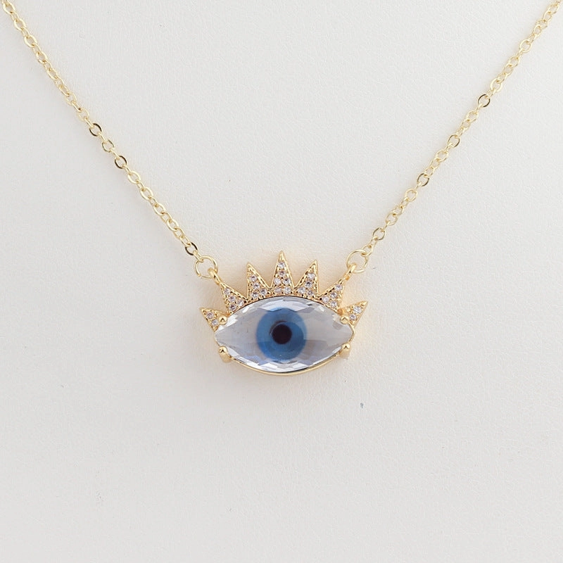 Wholesale Devil Eye Clear Zircon Necklace with Zircon Eyelashes Necklaces